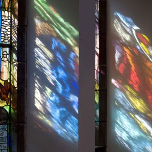Light coming through stained glass window